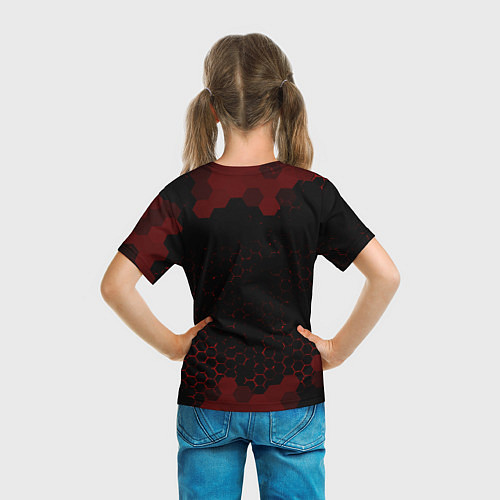 Детская футболка Символ No Mans Sky и краска вокруг на темном фоне / 3D-принт – фото 6