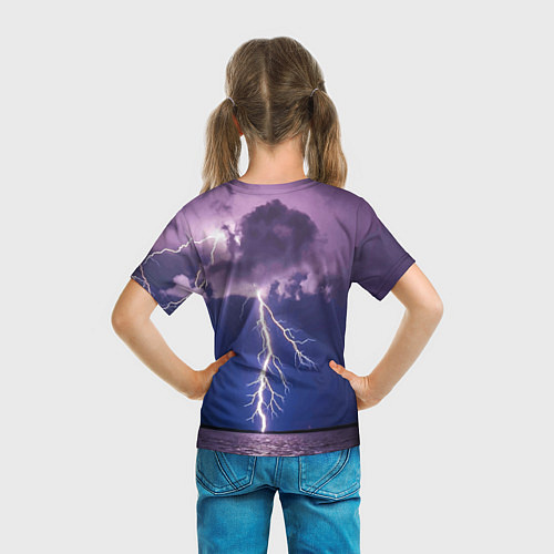Детская футболка Разряд молний над океаном / 3D-принт – фото 6