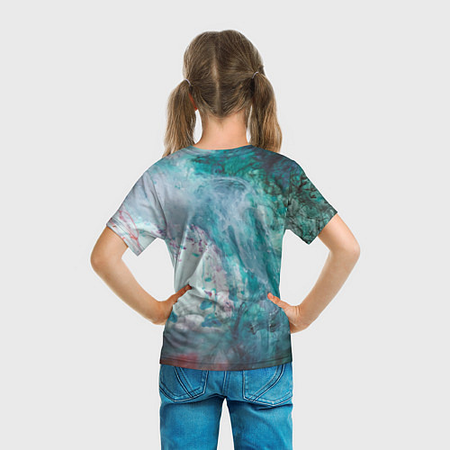 Детская футболка Абстрактные краски на холсте - Голубой / 3D-принт – фото 6