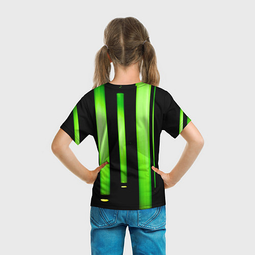 Детская футболка Абстрактные неоновые колбы с кислотой - Зелёный / 3D-принт – фото 6