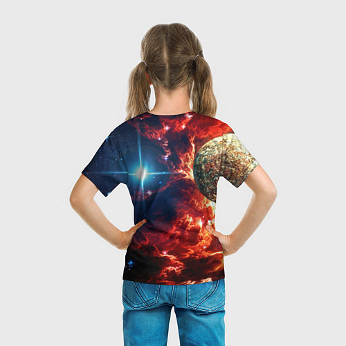 Детская футболка Яркая звезда в космическом пространстве / 3D-принт – фото 6