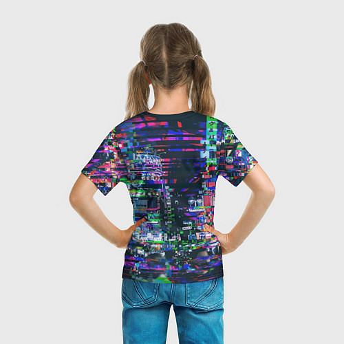 Детская футболка Ночной город - glitch / 3D-принт – фото 6