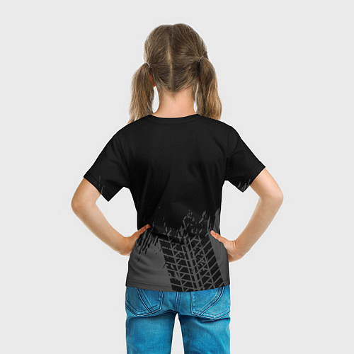 Детская футболка Chrysler Speed на темном фоне со следами шин / 3D-принт – фото 6