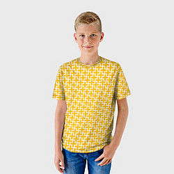 Футболка детская Белые крестики на желтом фоне, цвет: 3D-принт — фото 2