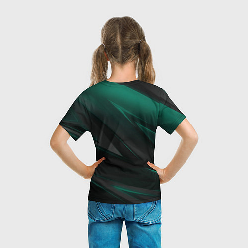 Детская футболка Бирюзовый черный фон / 3D-принт – фото 6