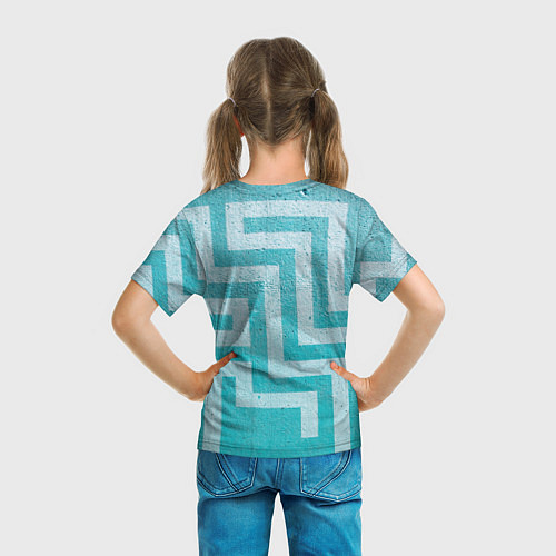 Детская футболка Абстрактный лабиринт на поверхности - Голубой / 3D-принт – фото 6