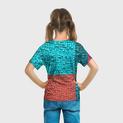 Детская футболка Каменно-кирпичная броня - Оранжевый / 3D-принт – фото 6