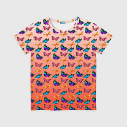 Футболка детская Яркие и необычные бабочки, цвет: 3D-принт