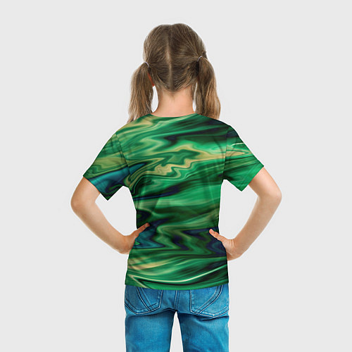 Детская футболка Абстрактный узор в зеленых тонах / 3D-принт – фото 6