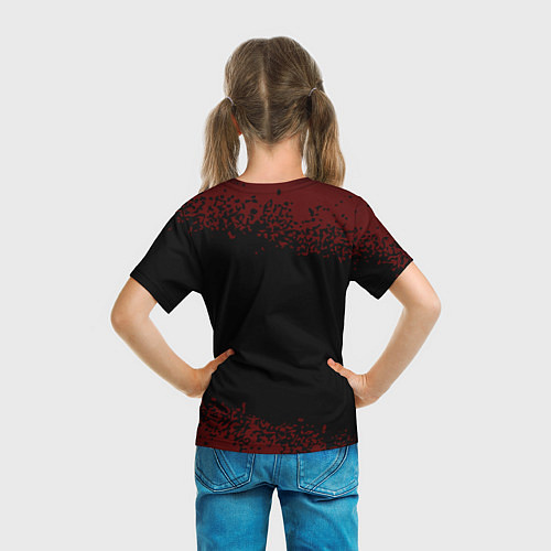 Детская футболка Символ Quake и краска вокруг на темном фоне / 3D-принт – фото 6
