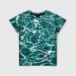 Детская футболка Абстрактные волны в воде - Тёмно-зелёный