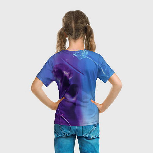 Детская футболка Абстрактные краски и тень - Синий / 3D-принт – фото 6