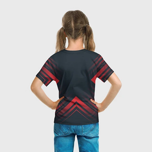 Детская футболка Красный символ No Mans Sky на темном фоне со стрел / 3D-принт – фото 6