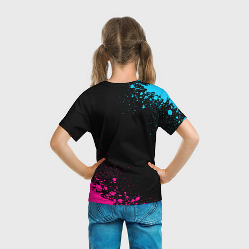 Детская футболка Brawl Stars - neon gradient: символ и надпись верт / 3D-принт – фото 6