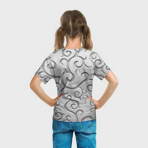Детская футболка Ажурный орнамент на поверхности металла / 3D-принт – фото 6