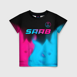 Детская футболка Saab - neon gradient: символ сверху