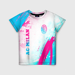 Футболка детская AC Milan neon gradient style: символ и надпись вер, цвет: 3D-принт