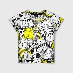 Детская футболка Милые Чёрные и Жёлтые Коты