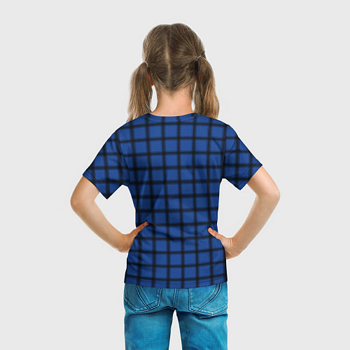Детская футболка Крупная темно-синяя клетка / 3D-принт – фото 6
