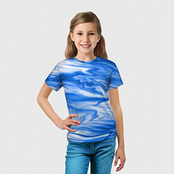 Футболка детская Бело синий абстрактный фон Волны, цвет: 3D-принт — фото 2