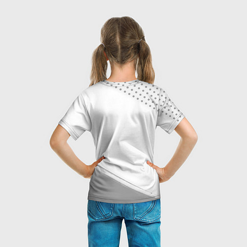 Детская футболка PSG sport на светлом фоне: символ и надпись вертик / 3D-принт – фото 6