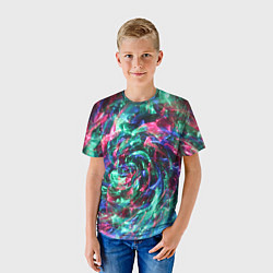 Футболка детская Абстрактные волны огоньков, цвет: 3D-принт — фото 2