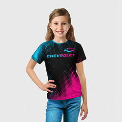 Футболка детская Chevrolet - neon gradient: символ сверху, цвет: 3D-принт — фото 2