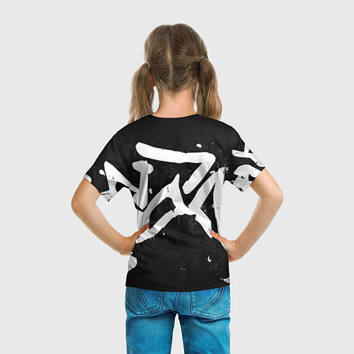 Детская футболка Иероглифы в стиле граффити / 3D-принт – фото 6