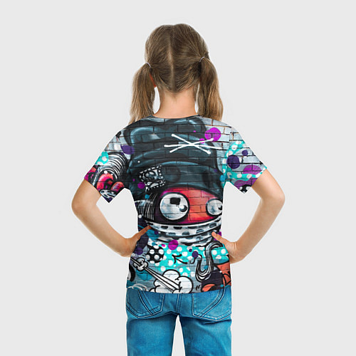 Детская футболка Спортивный Барт Симпсон на фоне граффити / 3D-принт – фото 6