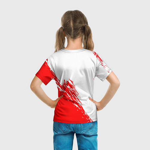 Детская футболка Mitsubishi - красная текстура / 3D-принт – фото 6