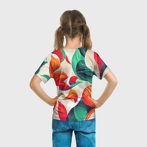 Детская футболка Элегантный цветочный орнамент / 3D-принт – фото 6