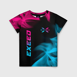 Футболка детская Exeed - neon gradient: символ и надпись вертикальн, цвет: 3D-принт