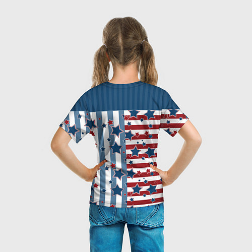 Детская футболка Blue stars on a striped pattern / 3D-принт – фото 6