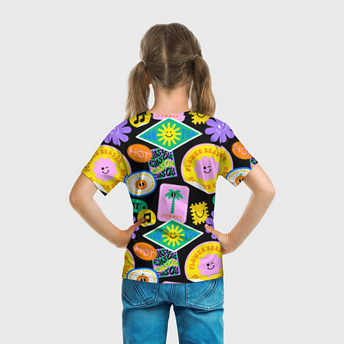 Детская футболка Летние наклейки pop-art паттерн / 3D-принт – фото 6