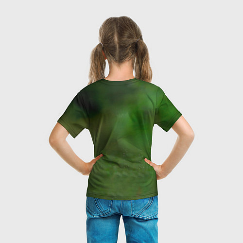Детская футболка Волк на фоне зелени / 3D-принт – фото 6