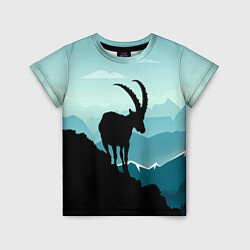 Футболка детская Горный козел и горы, цвет: 3D-принт