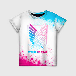 Футболка детская Attack on Titan neon gradient style, цвет: 3D-принт