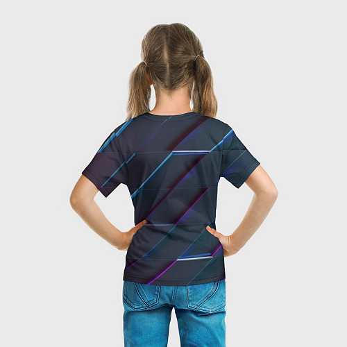 Детская футболка Неоновая трёхмерная мозаика / 3D-принт – фото 6