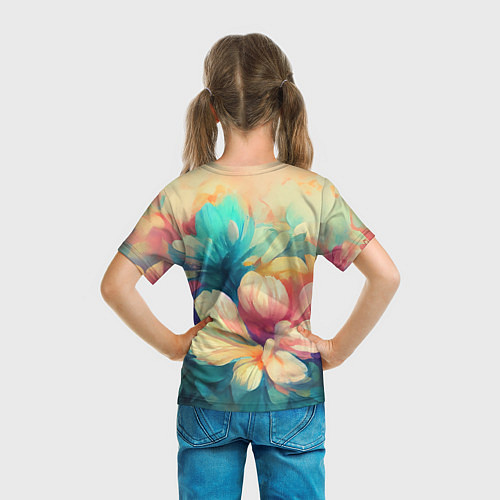 Детская футболка Цветочный букет нарисованный маслом / 3D-принт – фото 6
