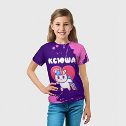Футболка детская Ксюша единорог с сердечком, цвет: 3D-принт — фото 2