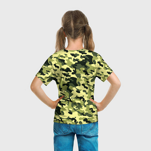 Детская футболка Камуфляж Зеленые листья / 3D-принт – фото 6