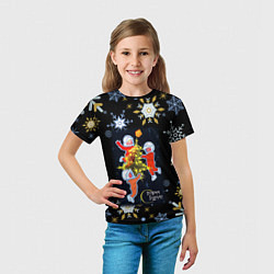Футболка детская Новый год мальчики космонавты, цвет: 3D-принт — фото 2