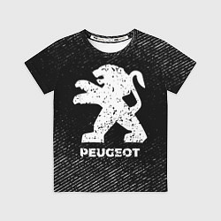 Футболка детская Peugeot с потертостями на темном фоне, цвет: 3D-принт