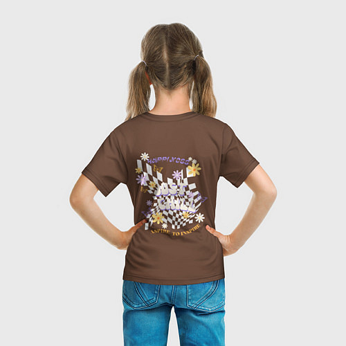 Детская футболка Just chill ретро дизайн с ромашками / 3D-принт – фото 6