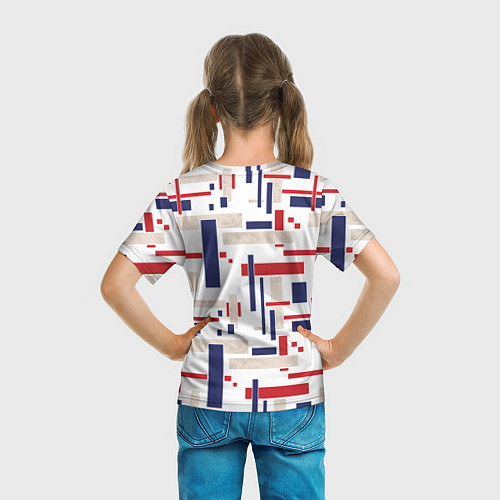 Детская футболка Геометрический узор Орион красно-синий на белом / 3D-принт – фото 6