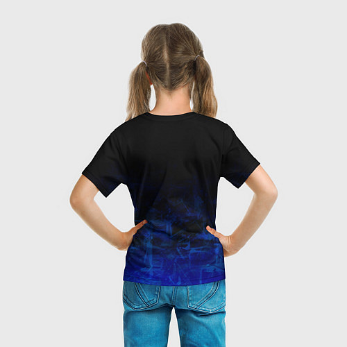 Детская футболка Однотонный черный и темно синий гранжевый градиент / 3D-принт – фото 6