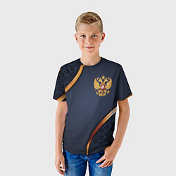 Футболка детская Blue & gold герб России, цвет: 3D-принт — фото 2
