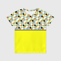 Футболка детская Желтый неоновый комбинированный узор, цвет: 3D-принт