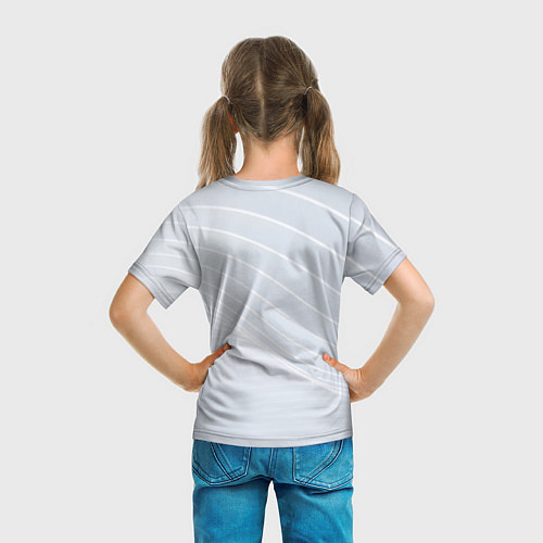 Детская футболка Серый фон и белые линии / 3D-принт – фото 6
