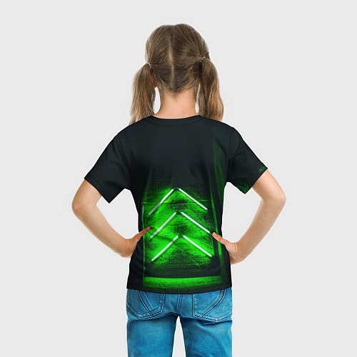 Детская футболка Неоновые зелёные стрелки во тьме / 3D-принт – фото 6